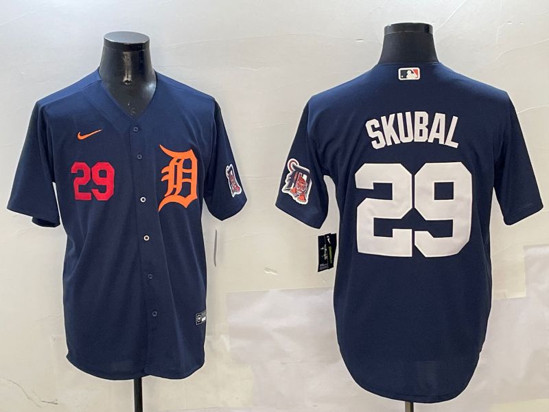 Men Detroit Tigers 29 Skubal Drak Blue Game 2025 Nike MLB Jersey style 2